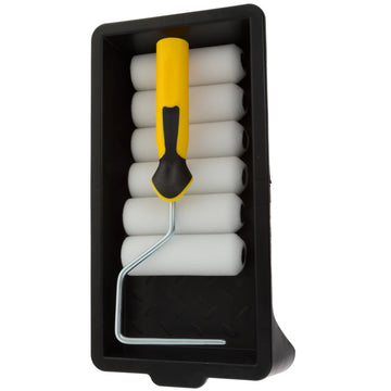 Coral Easy Coater Paint Mini Roller Kit with High Density Foam Covers for Gloss 4 inch 8 piece pack set
